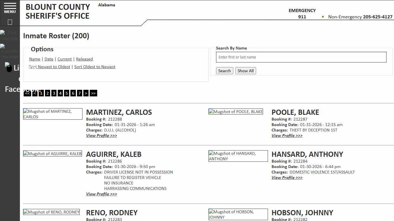 Inmate Roster - Current Inmates Booking Date Descending - Blount County Sheriff AL