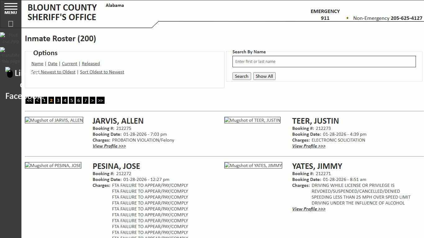 Inmate Roster - Page 2 Current Inmates Booking Date Descending - Blount County Sheriff AL